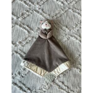 Gund Cat Security Blanket Lovey Grey Tan approximately 12 inches